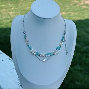 26X254 Handmade Freshwater Pearl Amazonite MultiLayer Necklace Bracelet 2in1 18”